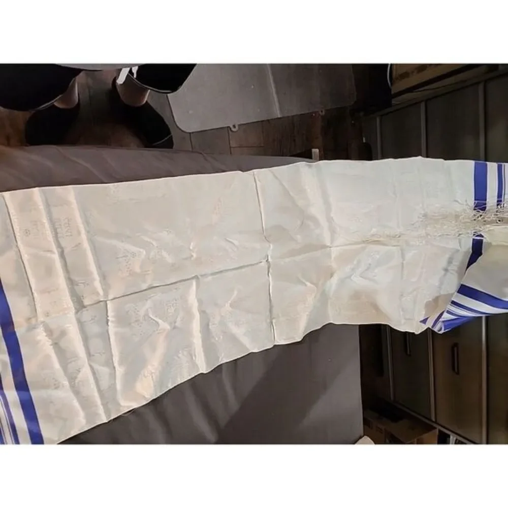 Blue and Silver Stripe Shvotim Tallis‎ 58 Long X 15 Wide